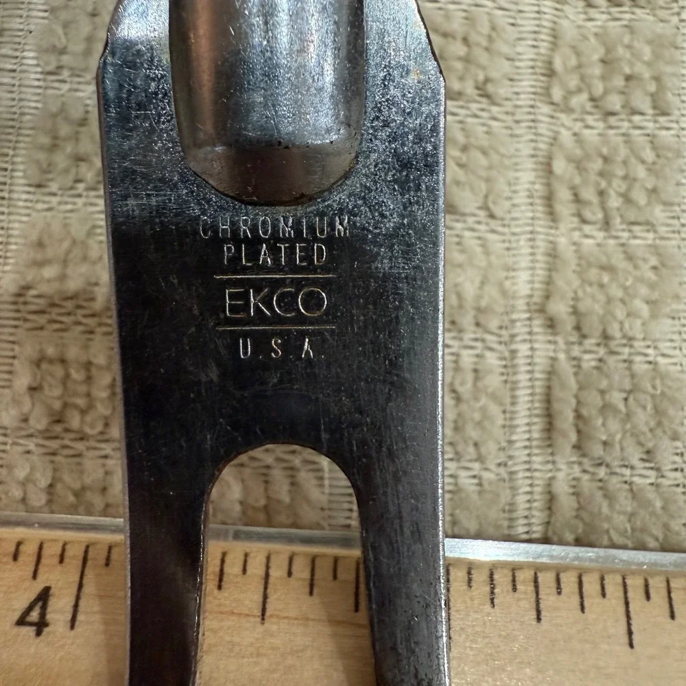 Vintage Ekco Meat Carving Fork Chromium‎ Plated USA Black Handle 12.5 Inch